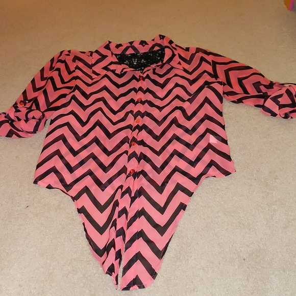 No Boundaries Tops - Sassy sheer half sleeve button down top